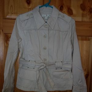 NWT TOMMY HILFIGER crop stretch khaki Jacket women's petite L $98